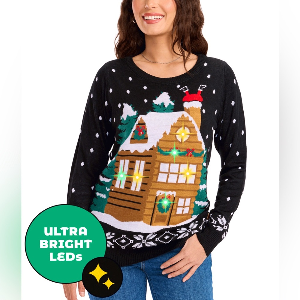 NWOT Tipsy Elves Soft & Fun Women’s Light Show Light Up Ugly Christmas Sweater